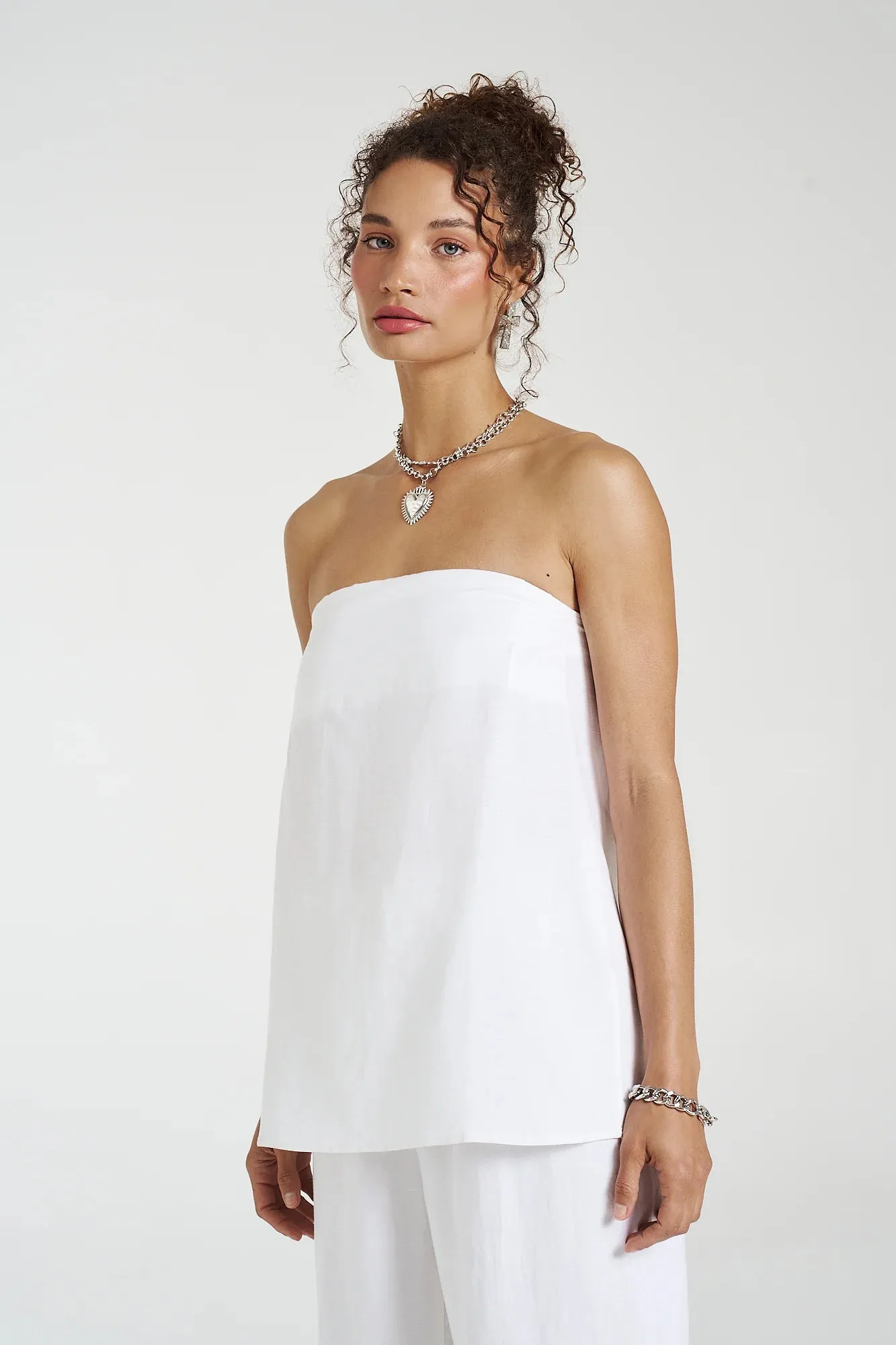 Strapless Shift Top - Angelic White