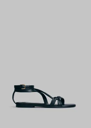 Strappy Sandal in Leather - Black