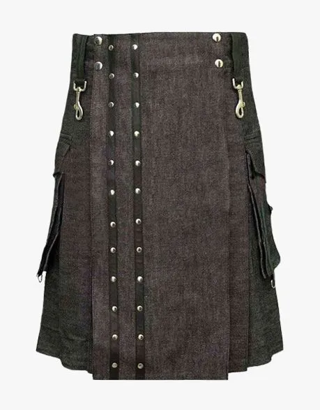 STRAPS ON A HEAVY DENIM KILT