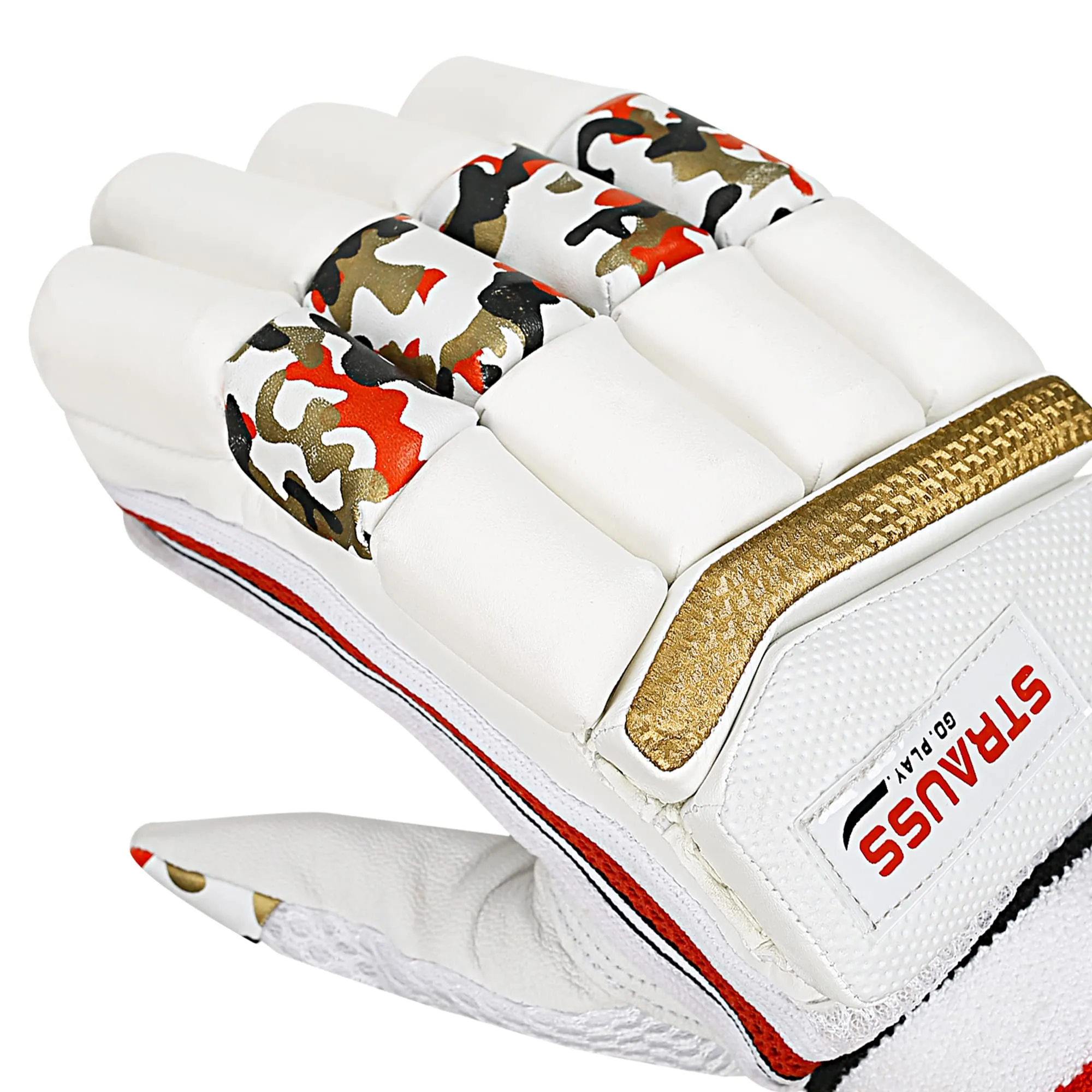 STRAUSS Cricket Batting Gloves | Edition: Test | Size: Mens | for Left-Hand Batsman | Premium Protection | Egronomic Design | Leather Ball Cricket Batting Gloves