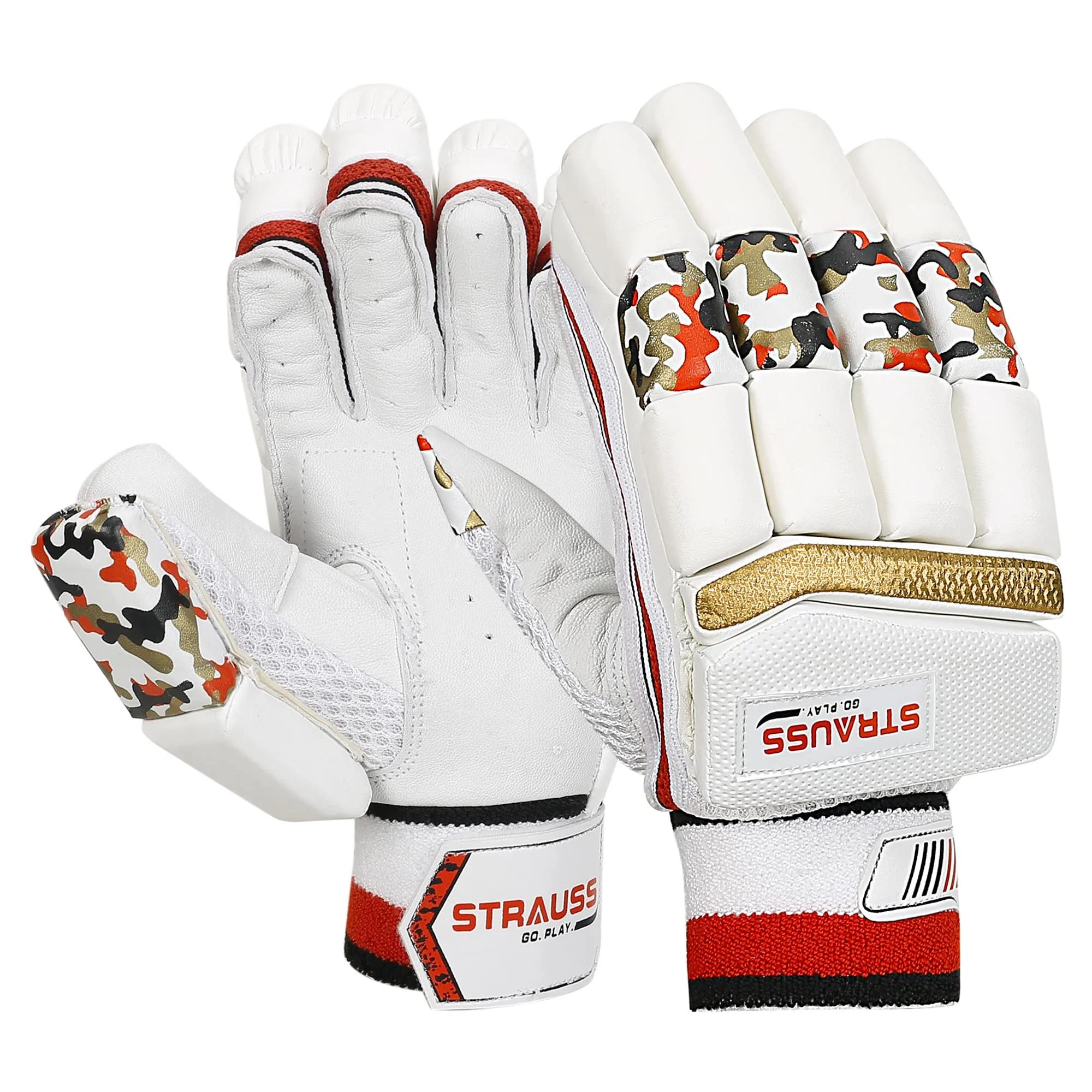 STRAUSS Cricket Batting Gloves | Edition: Test | Size: Mens | for Left-Hand Batsman | Premium Protection | Egronomic Design | Leather Ball Cricket Batting Gloves