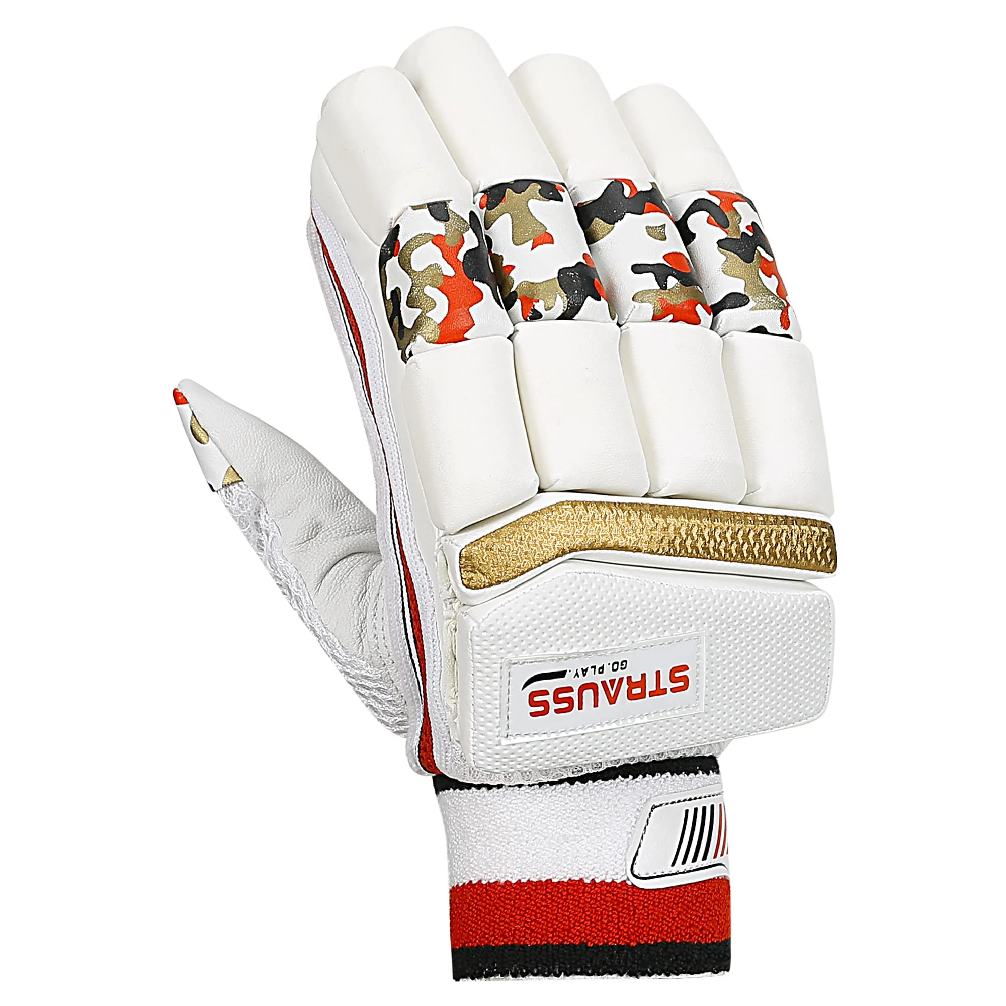 STRAUSS Cricket Batting Gloves | Edition: Test | Size: Mens | for Left-Hand Batsman | Premium Protection | Egronomic Design | Leather Ball Cricket Batting Gloves