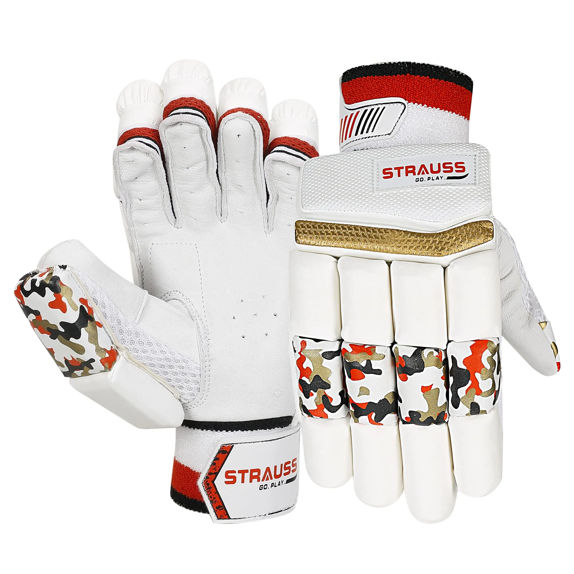 STRAUSS Cricket Batting Gloves | Edition: Test | Size: Mens | for Left-Hand Batsman | Premium Protection | Egronomic Design | Leather Ball Cricket Batting Gloves