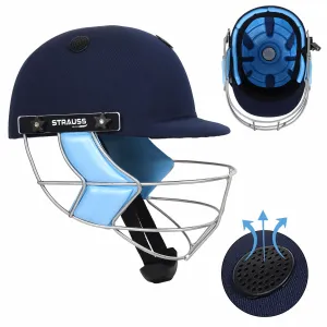 Strauss Cricket Helmet | Steel Grill | Edition: Middle Order | Size: Large | Age: 15 yrs | Color: Blue | for Men, Women | Lightweight | Advance Protection | Leather Ball Cricket Helmet