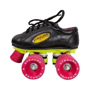 STRAUSS Gripper Skating Shoes | Fixed Body Roller Skates | Shoe Skate with Rubber Wheel |Ideal for Boys, Girls and Kids |Suitable for All Skill Level | Ideal for Kids (8-9 Years),Size-1, (Red/Black)