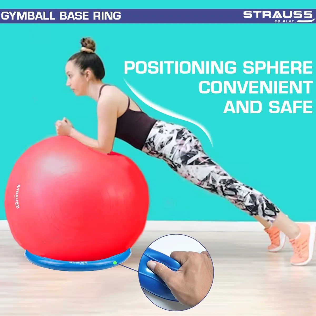 Strauss Gym Ball Base Ring | Round Anti Slip,Thickened & Stable Base| Yoga Ball Fitness Balance Base | Suitable for Home,Gym & Office,(Blue)