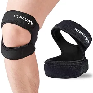 STRAUSS Pattela Strap Knee Support, Free Size, (Black) (Dual Strap)