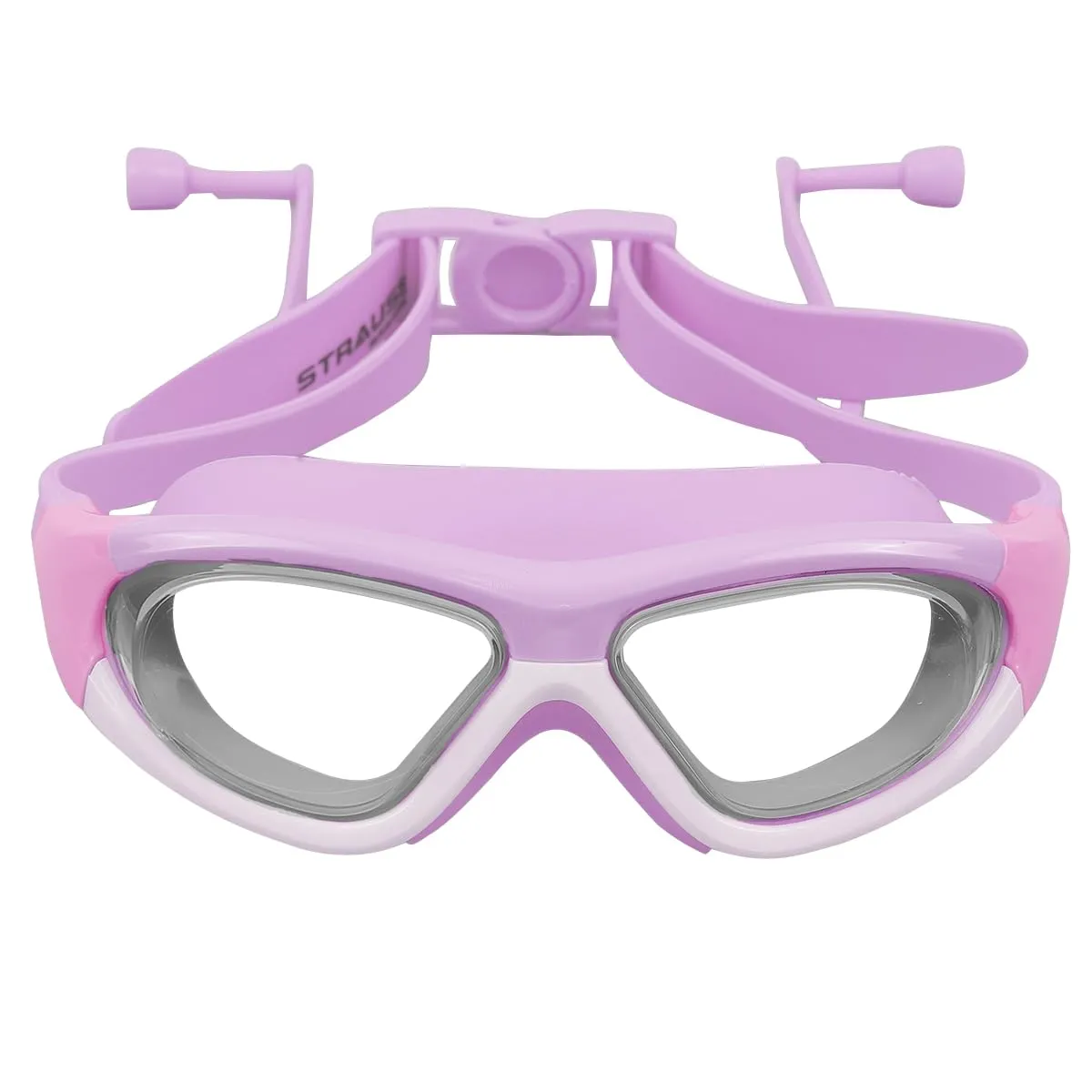 STRAUSS Swimming Goggles | Anti Fog & UV Protection | Swimming Goggles for Kids, Adults | Fully Adjustable Swimming Goggles With A Case Cover,(Purple/White)