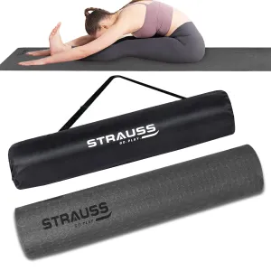 STRAUSS TPE Dual Layer Yoga Mat| Exercise Mat for Yoga,Pilates & Gym| Lightweight & Eco-Friendly Material | Yoga Mat for Women and Men |Ideal for Home Gym Workout |Includes Carry Bag | 6MM,(Black)