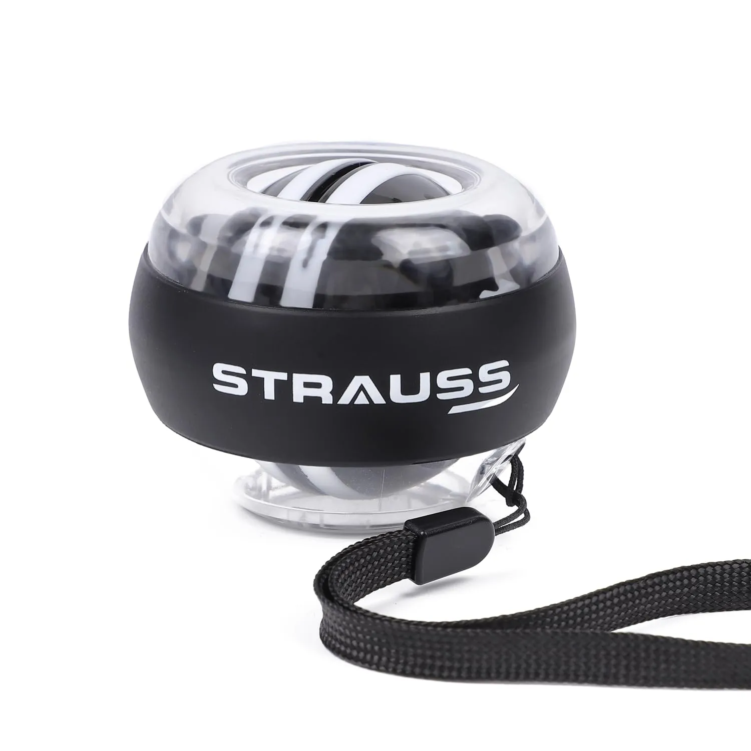 Strauss Wrist Gyro Ball | Ideal For Wrist Training, Strengthening Arms, Fingers, Wrist Bones and Muscles | Power Wrist Ball, Hand Enhancer, Forearm Exerciser, Wrist Trainer Ball with LED Light,(Black)