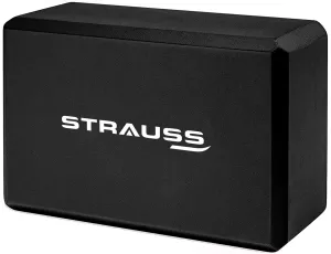 Strauss Yoga Block Pair, (Black) with Yoga Belt