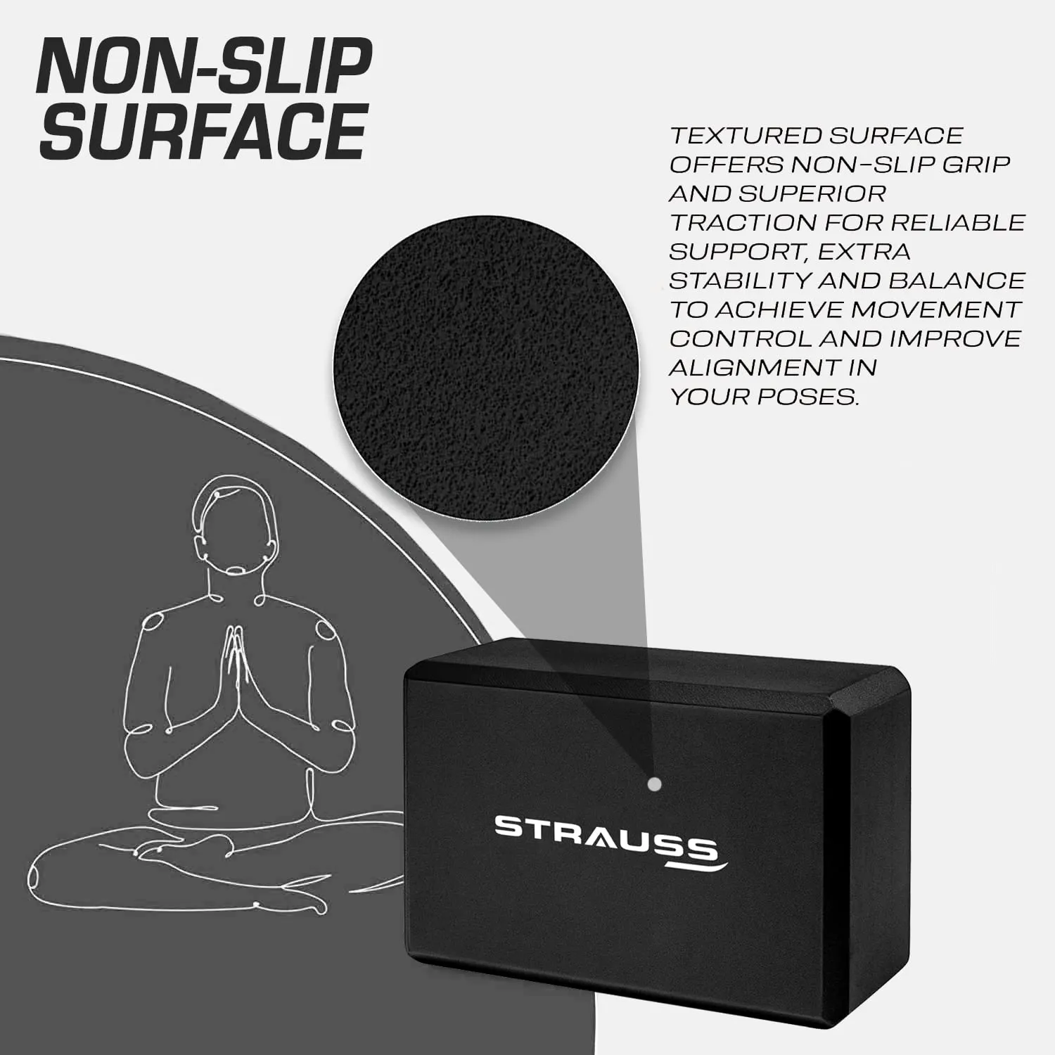 Strauss Yoga Block Pair, (Purple/Grey) with Yoga Belt