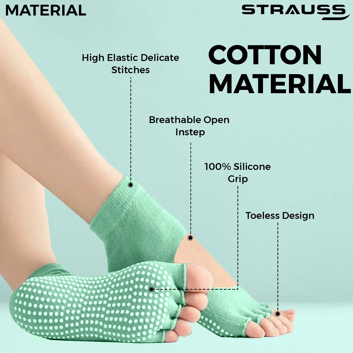 Strauss Yoga Socks, (Sea Green)