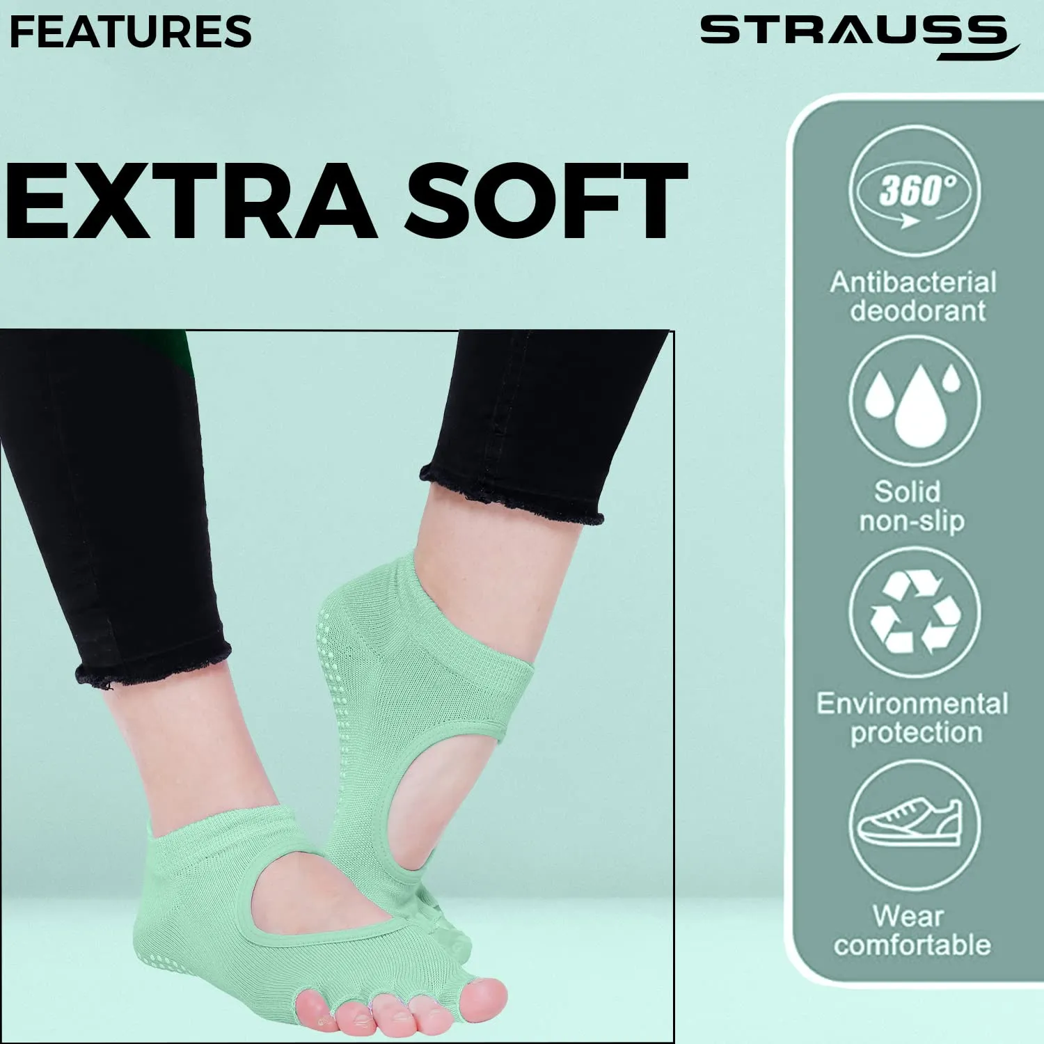 Strauss Yoga Socks, (Sea Green)