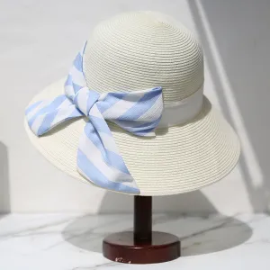 Straw hat women summer seaside holiday sun hat bow travel foldable beach hat sun hat