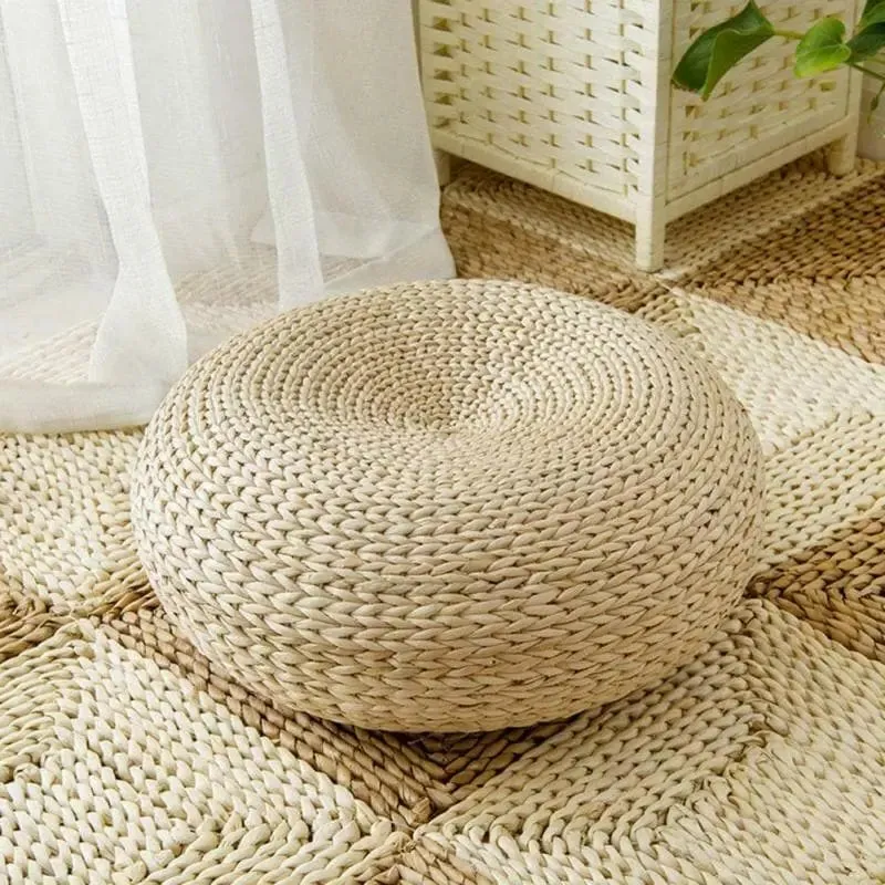 Straw Round Pouf Tatami