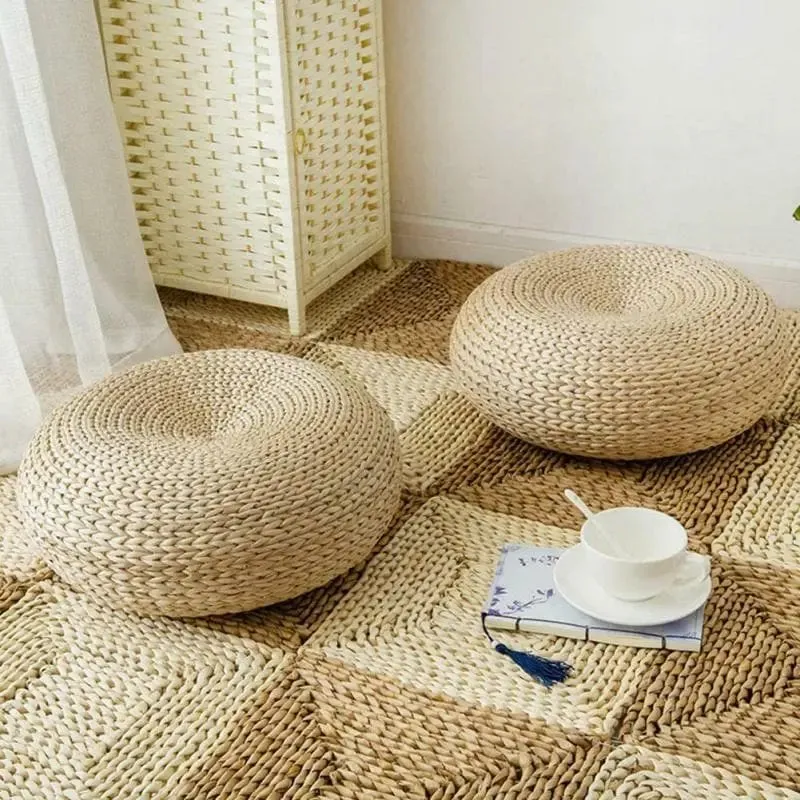 Straw Round Pouf Tatami