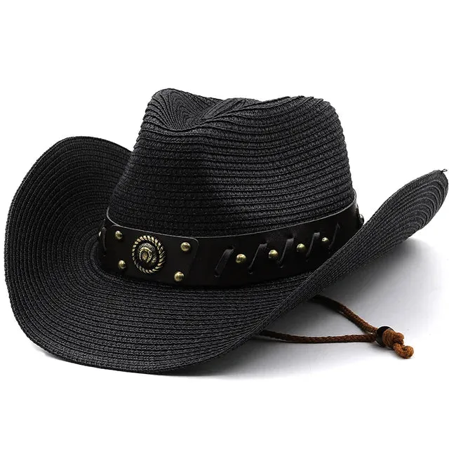 Straw Western Cowboy Hat Wide Brim