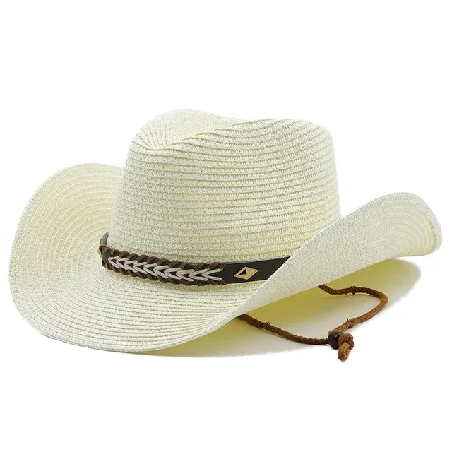 Straw Woven Leather Decorative Cowboy Hat