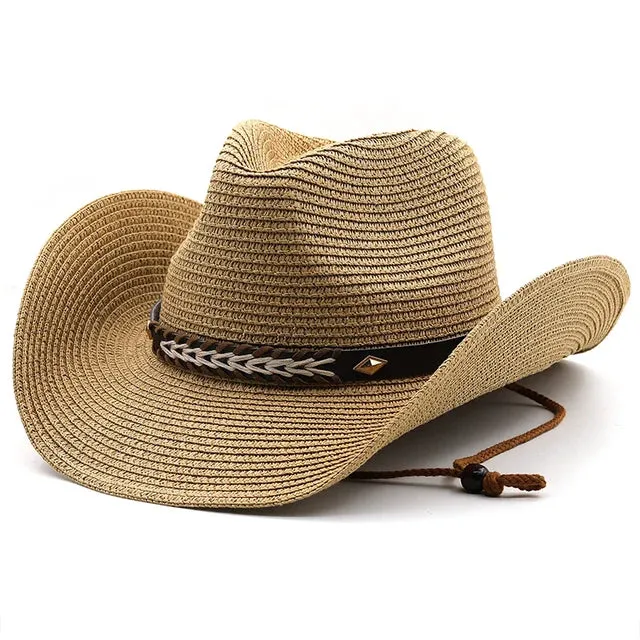 Straw Woven Leather Decorative Cowboy Hat