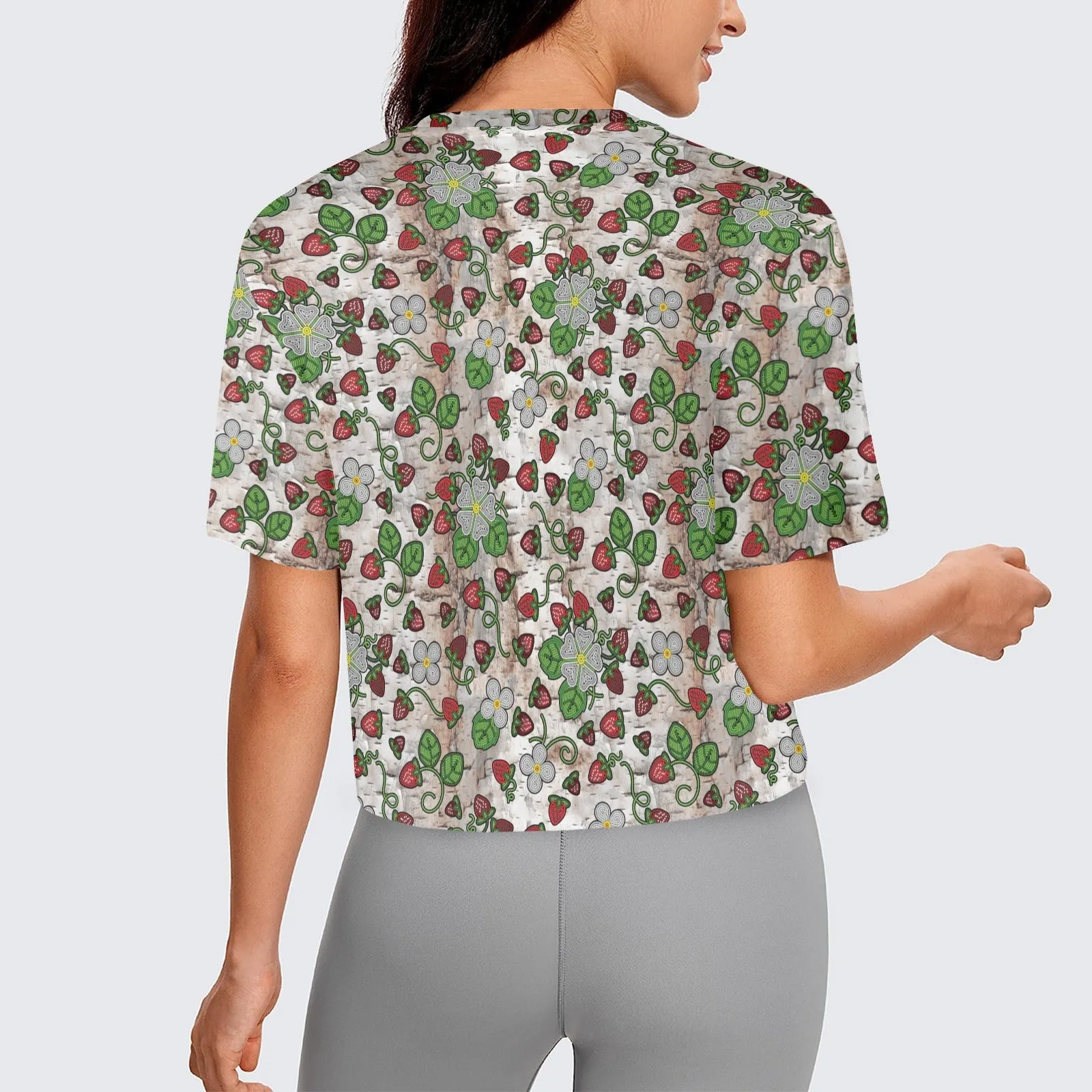 Strawberry Dreams Br Bark Women's Cropped T-shirt