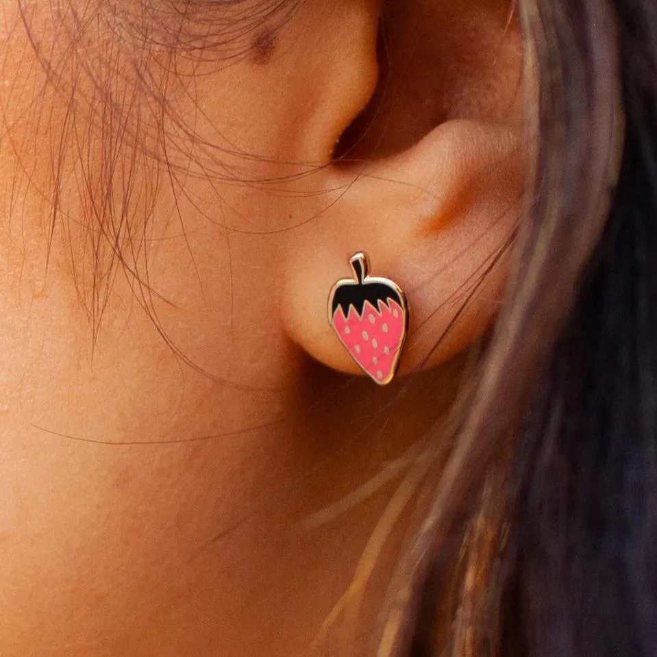 Strawberry Enamel Earrings