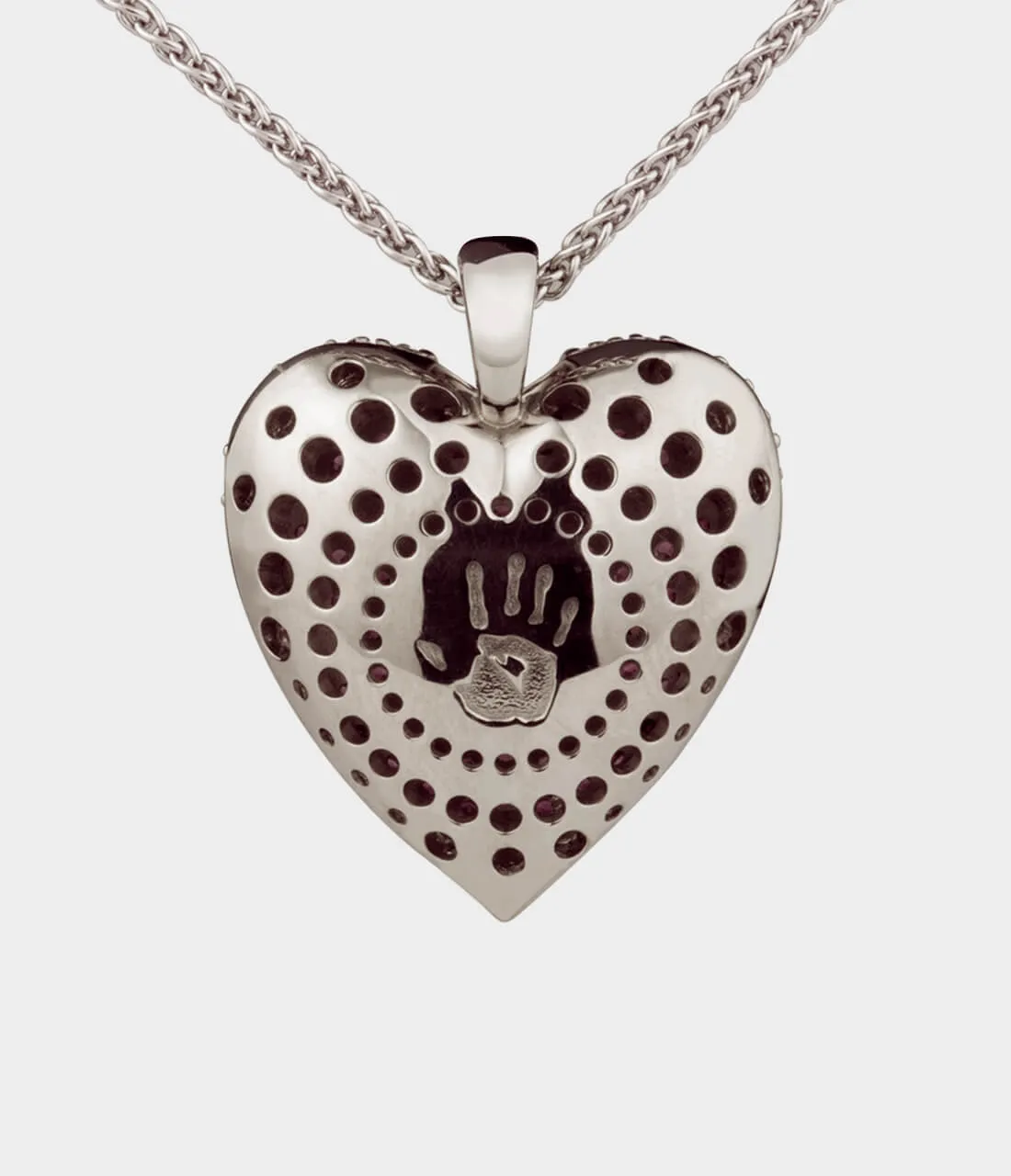 Strawberry Heart Necklace / 18ct White Gold / Rubies