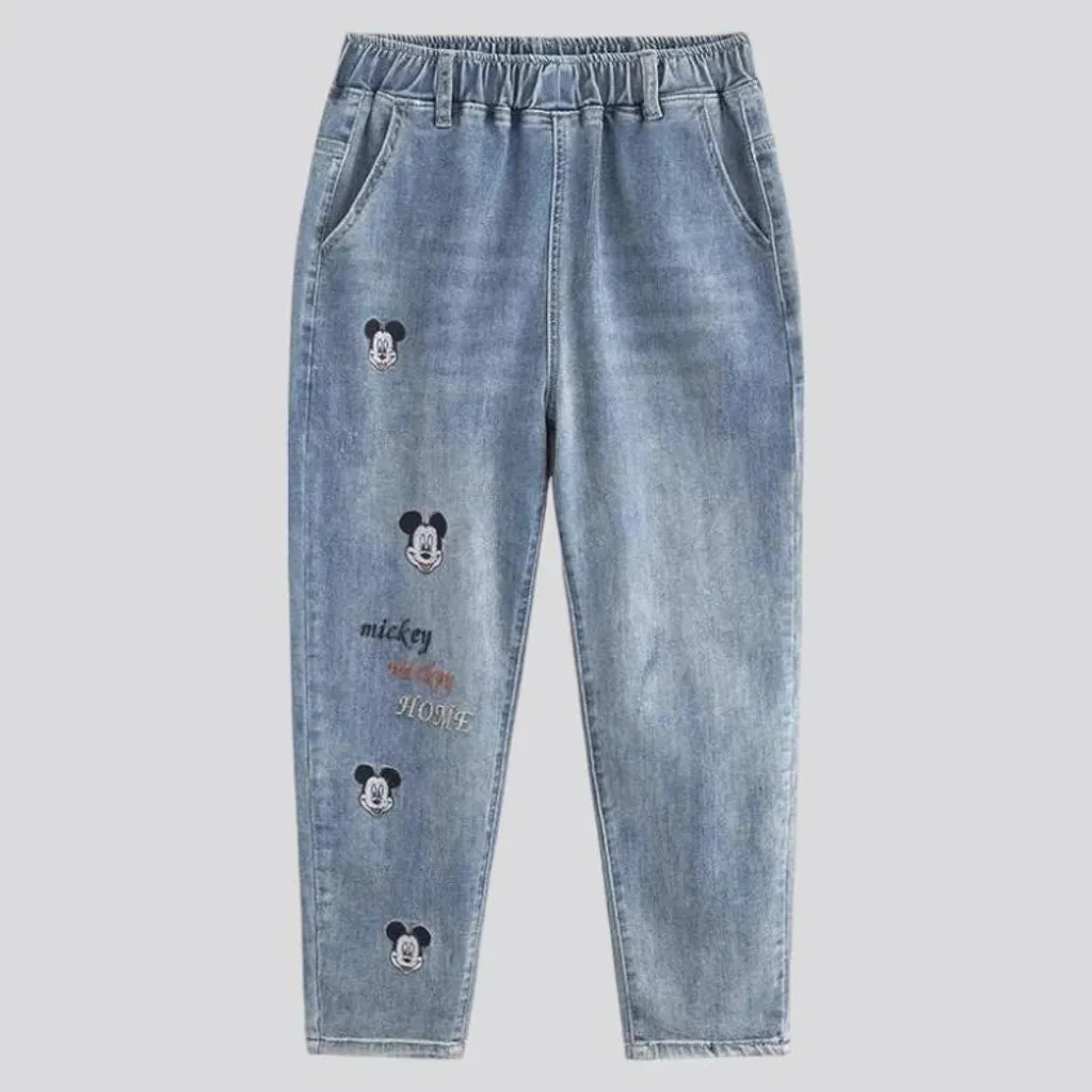 Street hight-waist denim pants for women