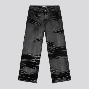 Street style faded mid-rise men's jeans