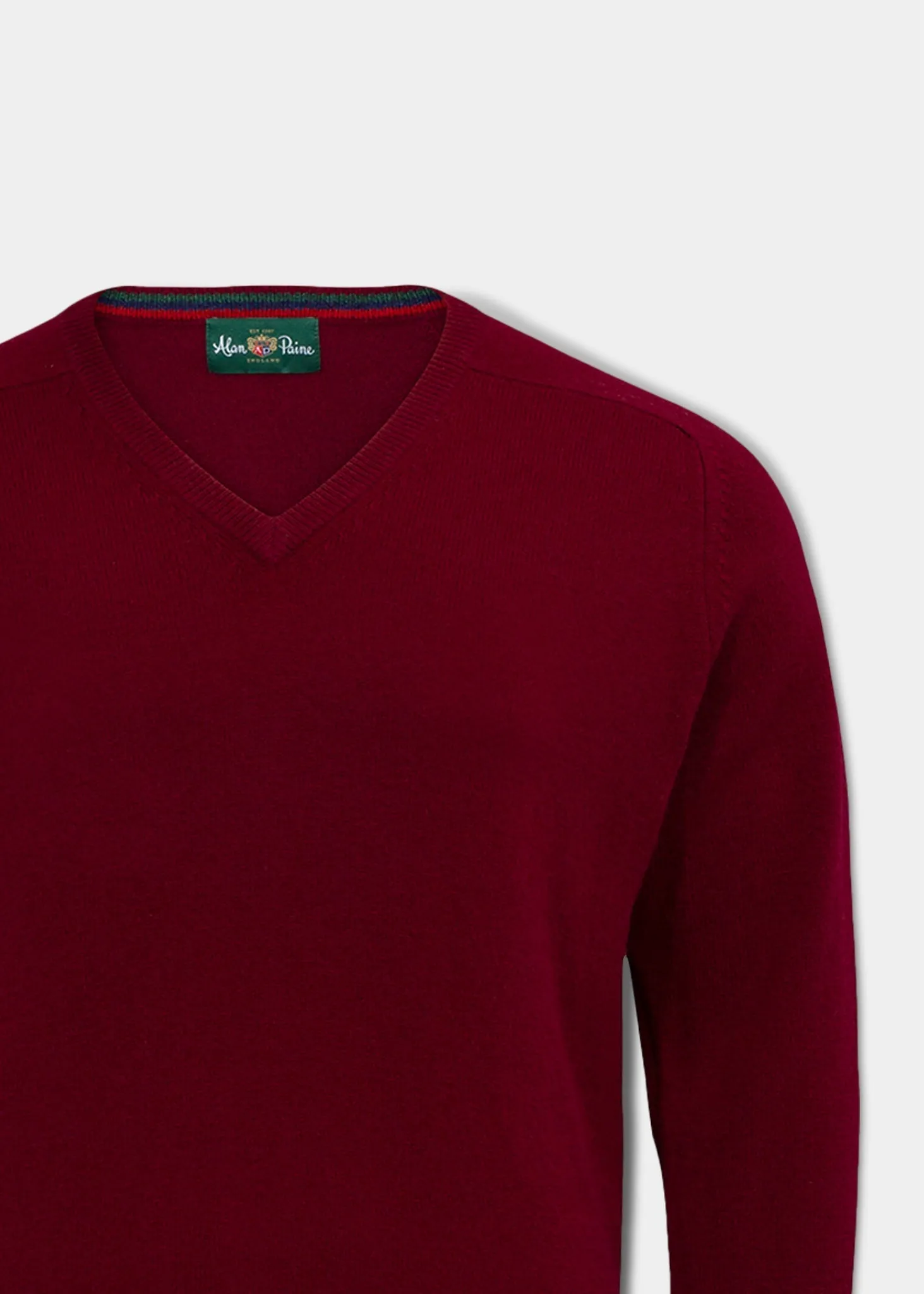 Streetly Men's V Neck Jumper In Bordeaux - Classic Fit