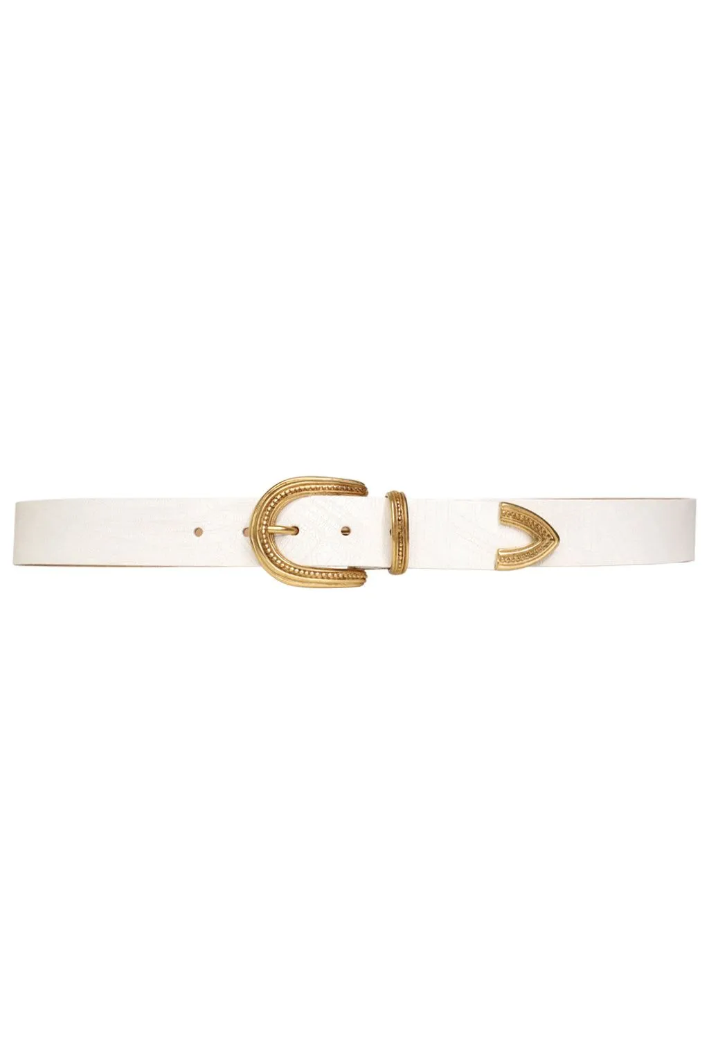 Streets Ahead Elizabeth Crackle Leather Belt 39102 | White OL/Matte Gold Buckle