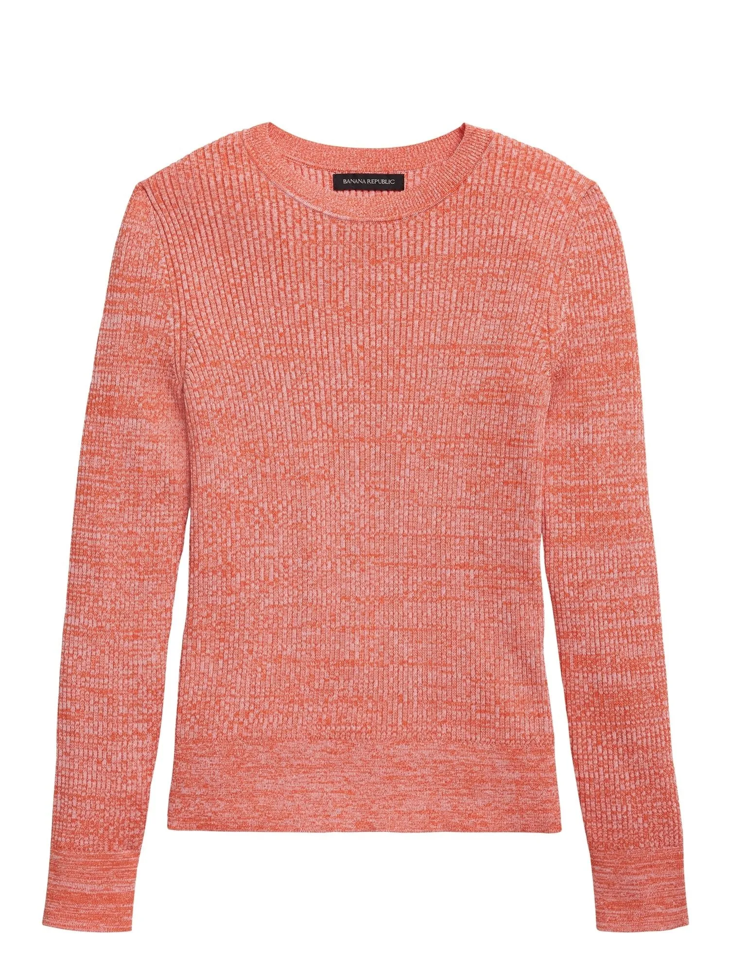 Stretch Cotton Crew-Neck Sweater in Orange