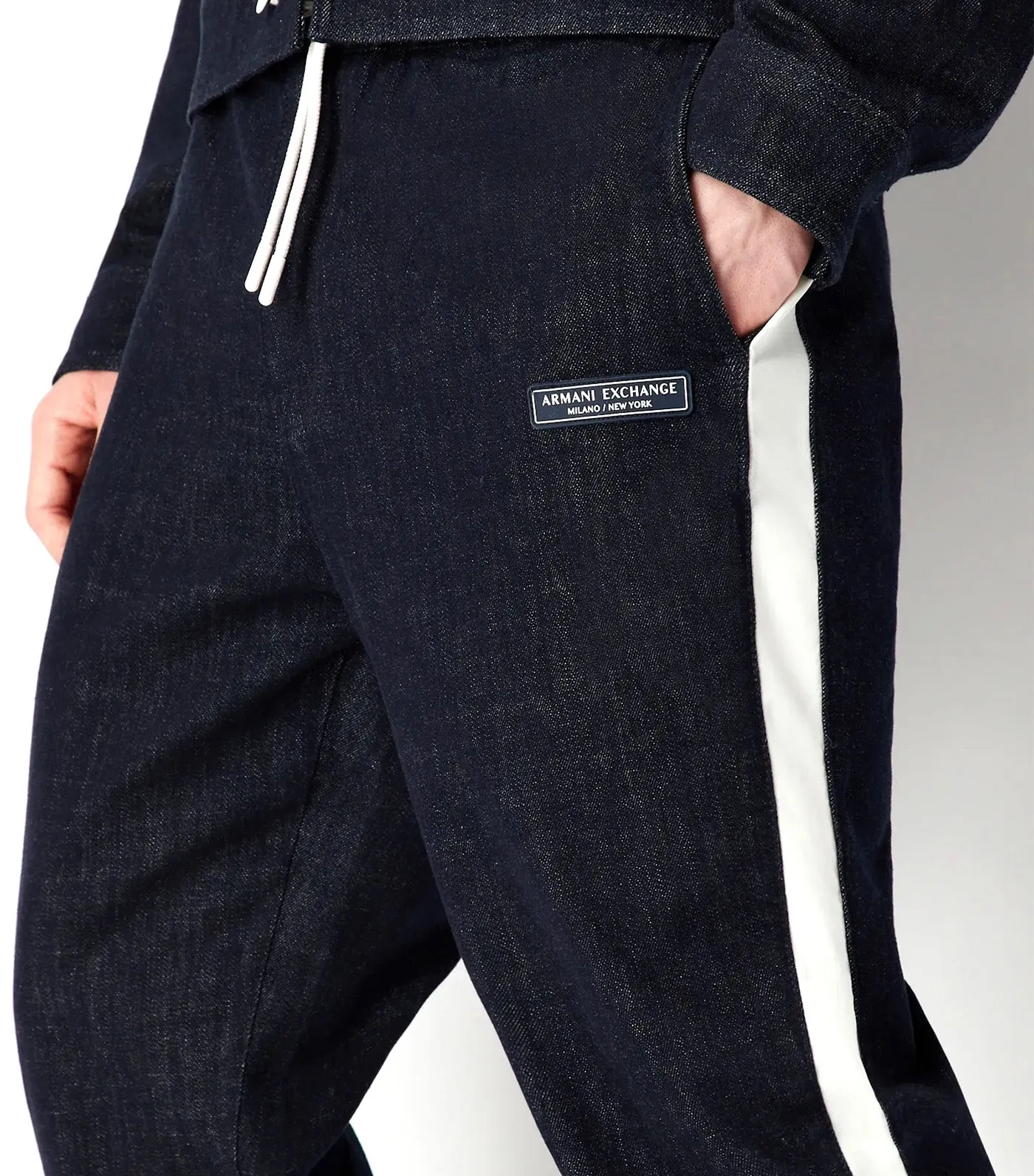 Stretch Cotton Twill Denim Joggers Indigo Denim Vanilla