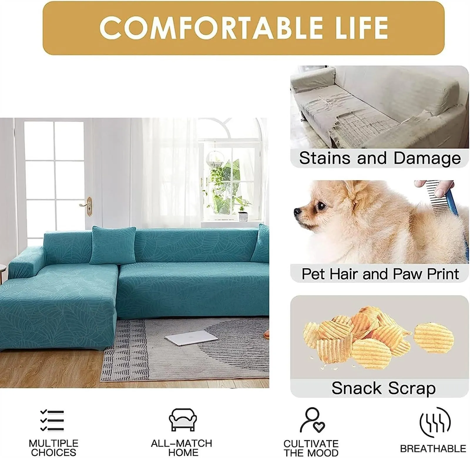 Stretch L-shaped Sectional Couch Covers