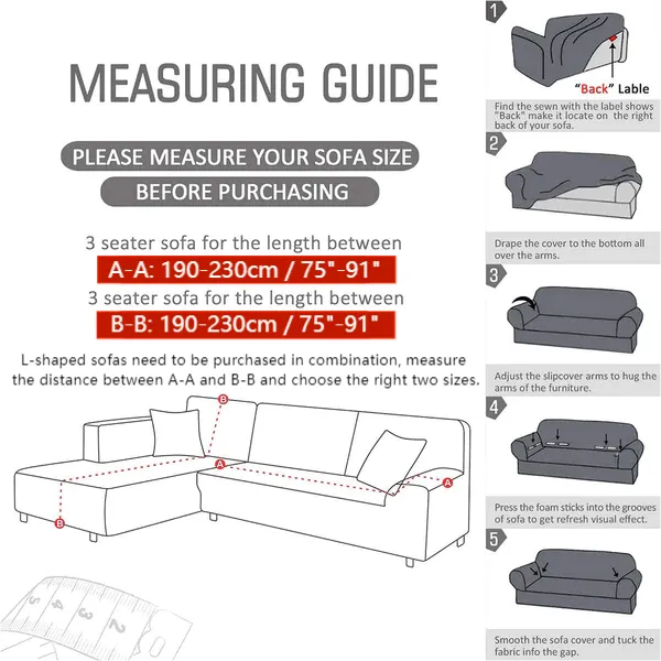 Stretch L-shaped Sectional Couch Covers