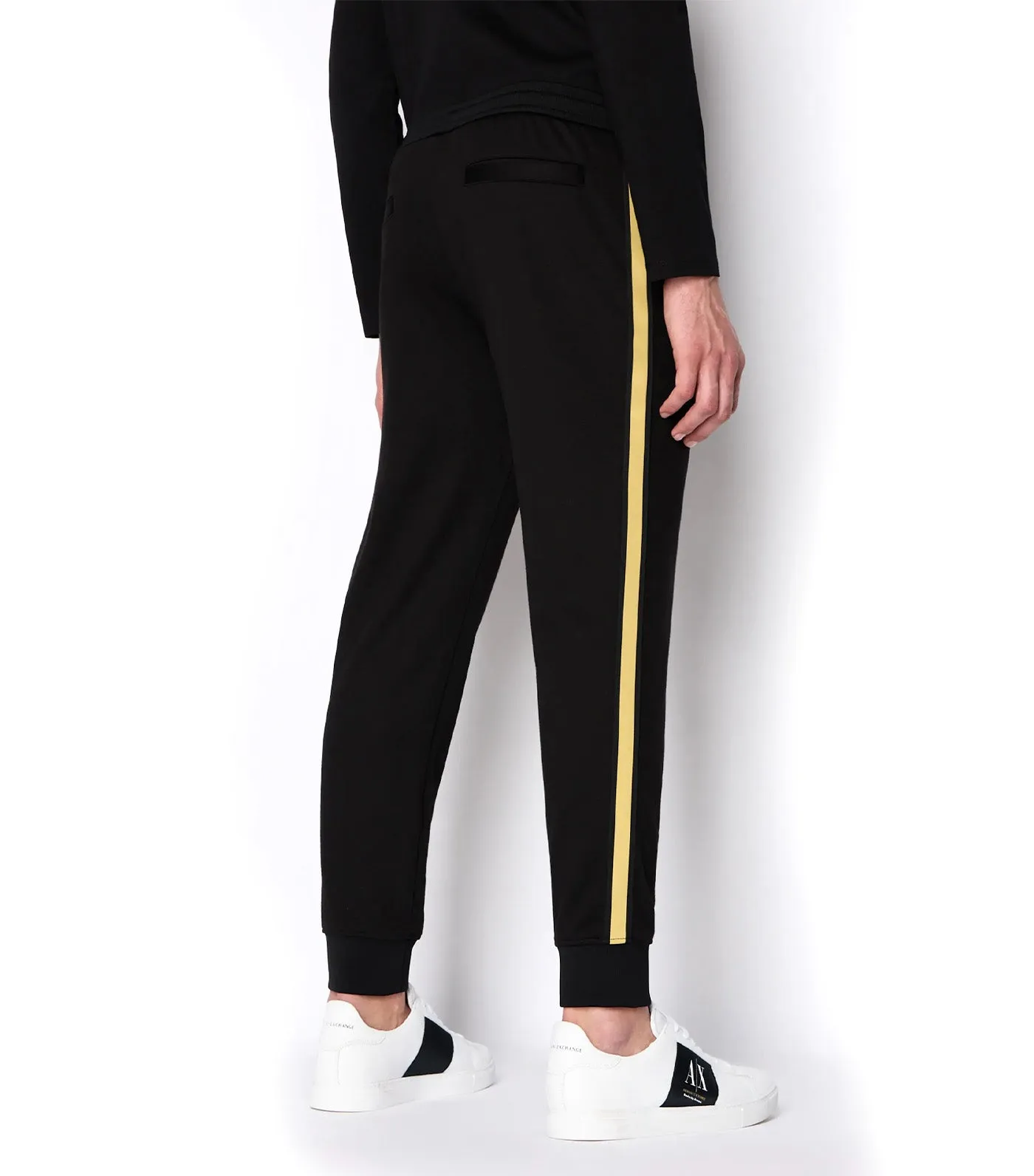 Stretch Poly Viscose Interlock Metallic Logo Detail Joggers