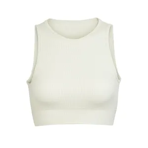 STRETCH RIB HIGH NECK BRA | BONE