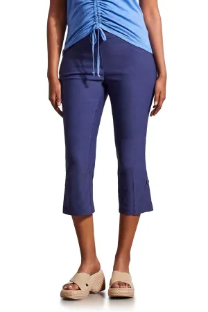 Stretch Twill Button Hem Capri