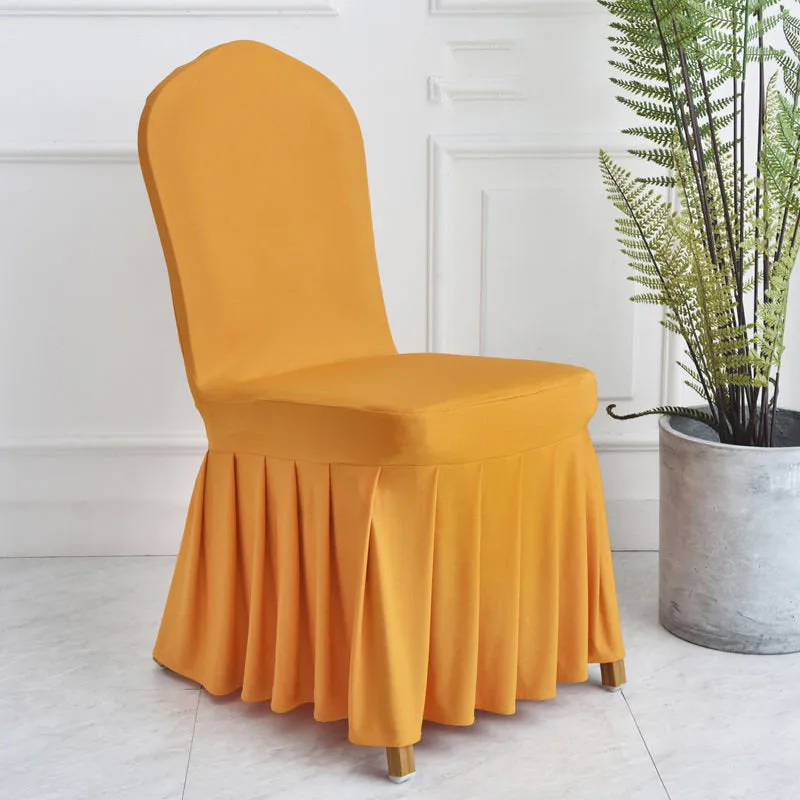 Stretchy  Elastic Dining Chair Cover Slipcovers with Skirt Furniture Protector Home Ceremony Banquet Wedding Party - Chair Skirts