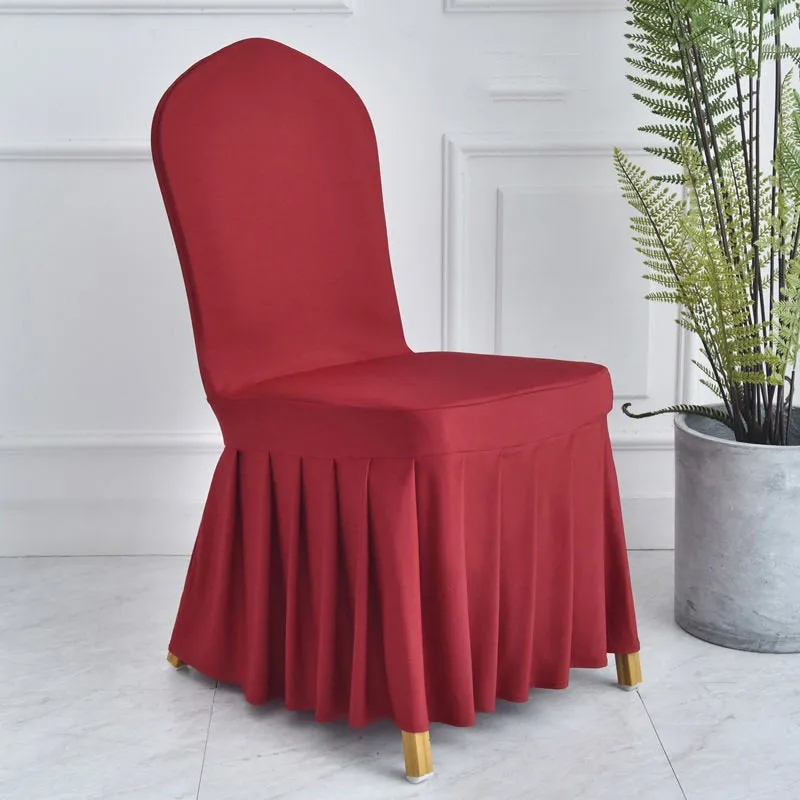 Stretchy  Elastic Dining Chair Cover Slipcovers with Skirt Furniture Protector Home Ceremony Banquet Wedding Party - Chair Skirts