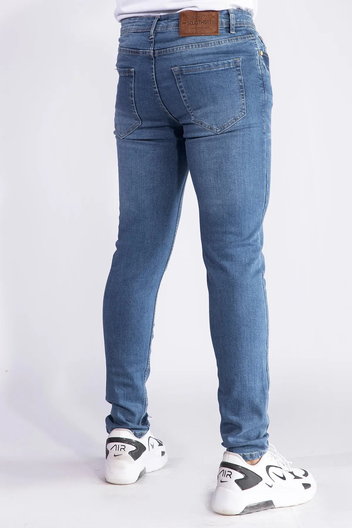 Stretchy Light Blue Slim Fit Jeans - W21 - MDJ005R