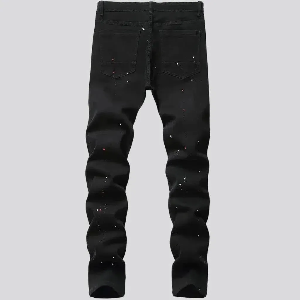 Stretchy men's distressed jeans