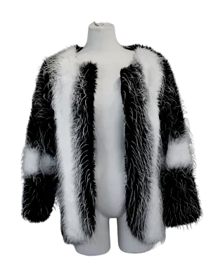 Striking Black and White Faux Fur Coat