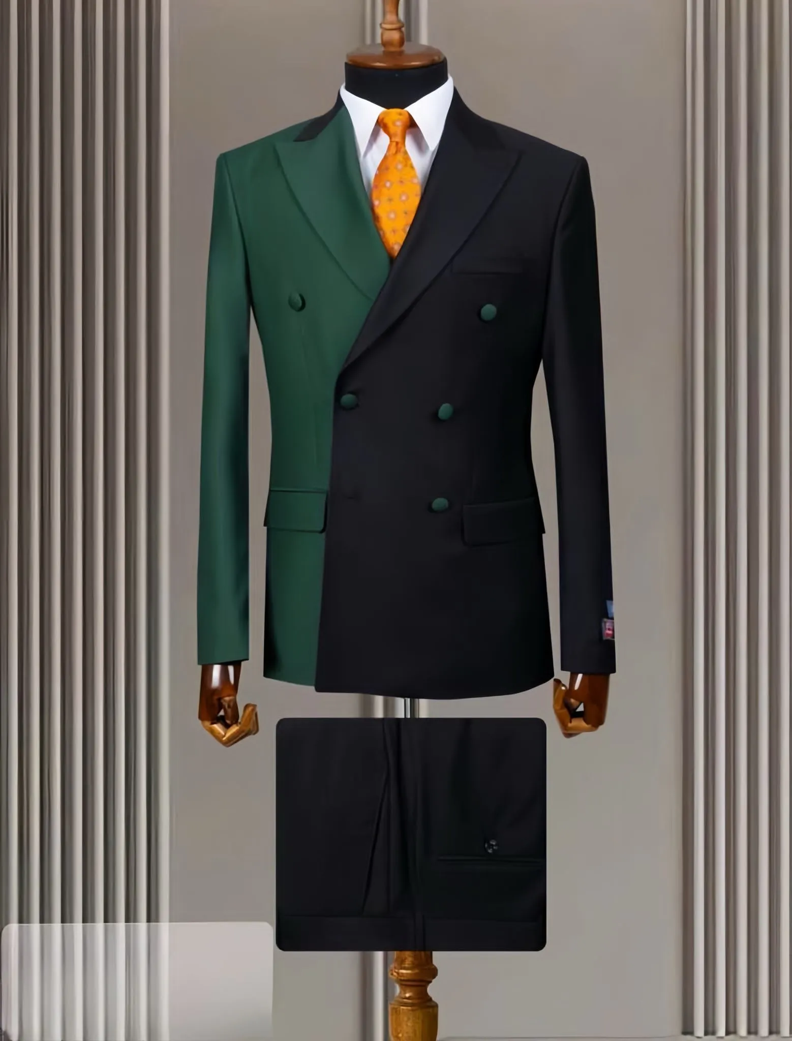 Striking Green and Black Suit