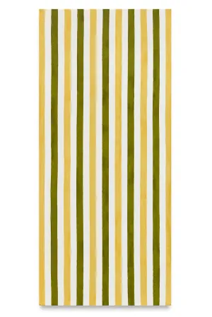 Stripe Linen Tablecloth in Avocado Green & Lemon Yellow