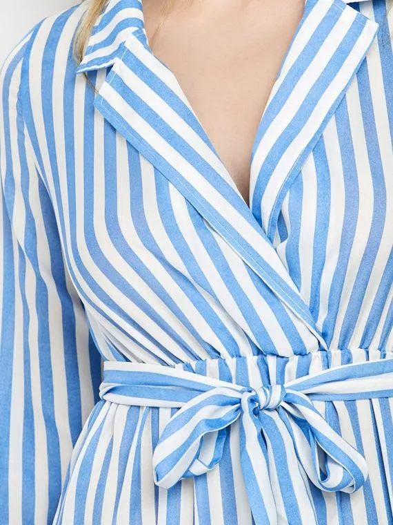 Stripe Long Sleeve Pocket Maxi Dress