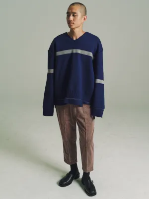 Stripe Navy Heavy Rib Oversized Sweater