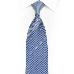 Striped & Houndstooth On Blue Rhinestone Tie With Sparkles