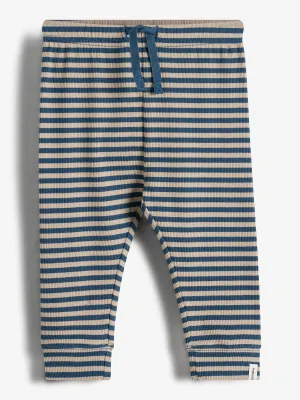 Striped Basic Rib Trousers - Kids - Stormy Blue/Beige