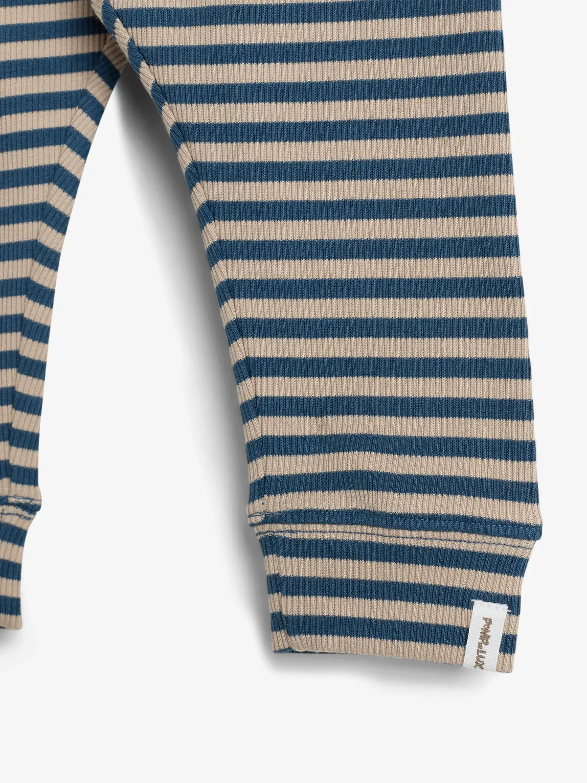 Striped Basic Rib Trousers - Kids - Stormy Blue/Beige